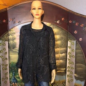 2 Pc. Woman’s Black Polkadot Blouse Set